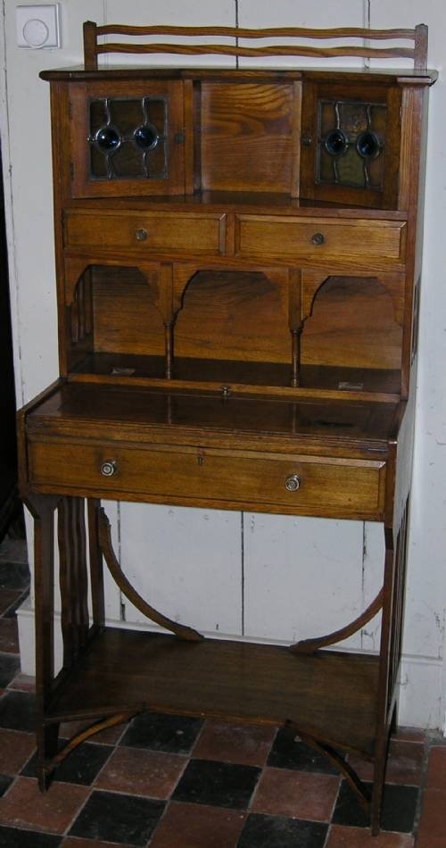 Arts & Crafts Oak Bureau Cabinet
